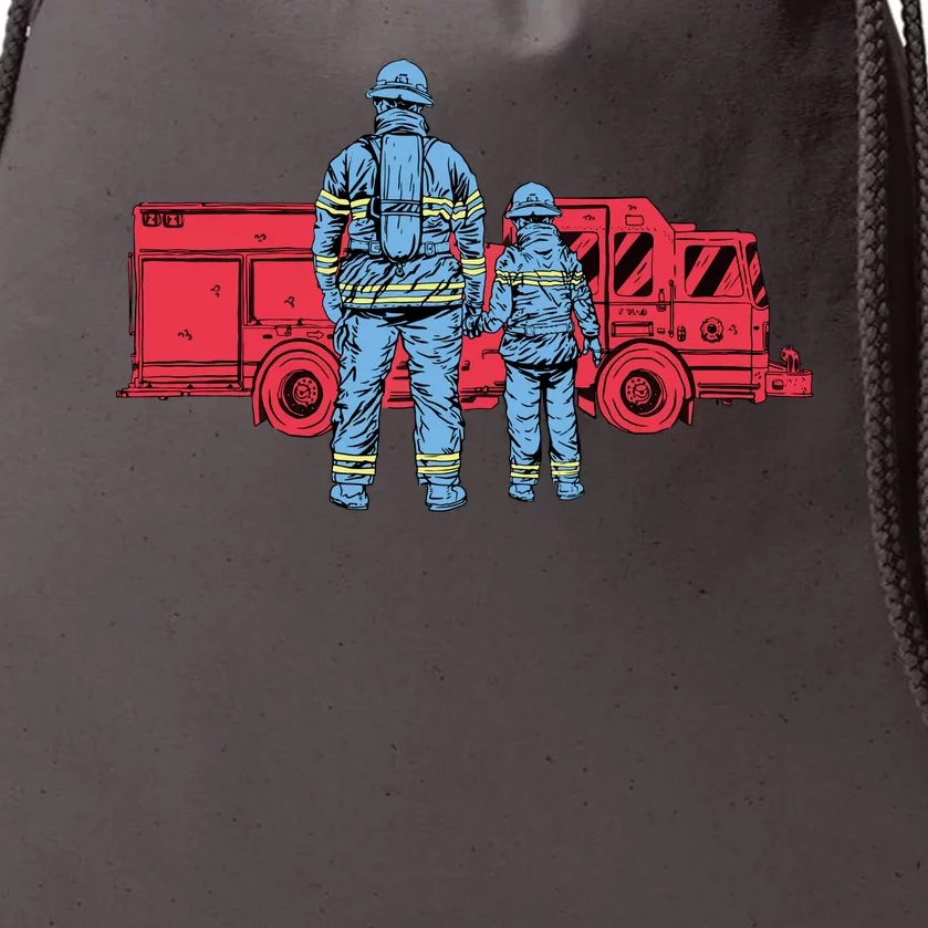 Firefighter Father And Son Drawstring Bag