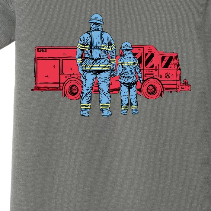 Firefighter Father And Son Baby Bodysuit