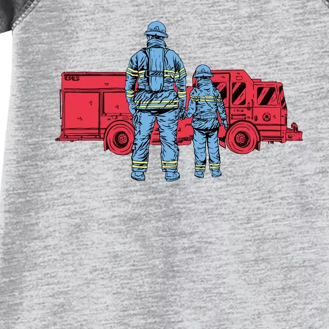 Firefighter Father And Son Infant Baby Jersey Bodysuit