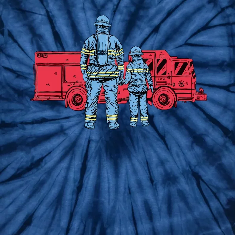 Firefighter Father And Son Tie-Dye T-Shirt