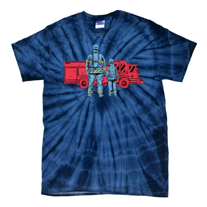 Firefighter Father And Son Tie-Dye T-Shirt