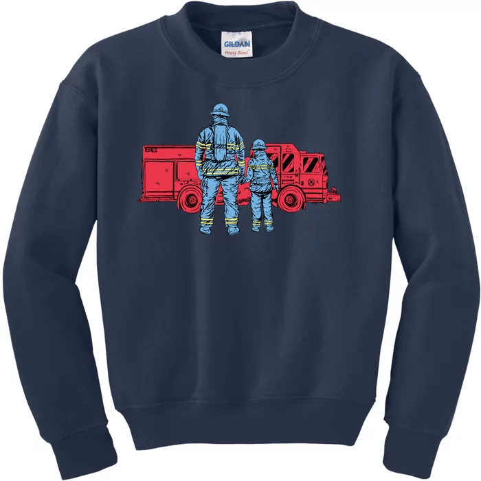 Firefighter Father And Son Kids Sweatshirt