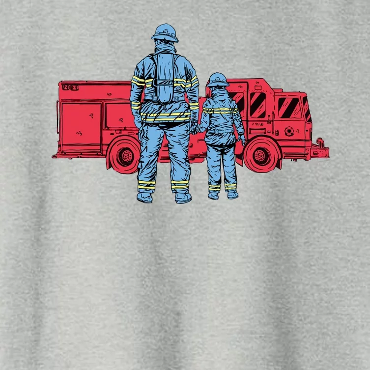 Firefighter Father And Son Women's Crop Top Tee