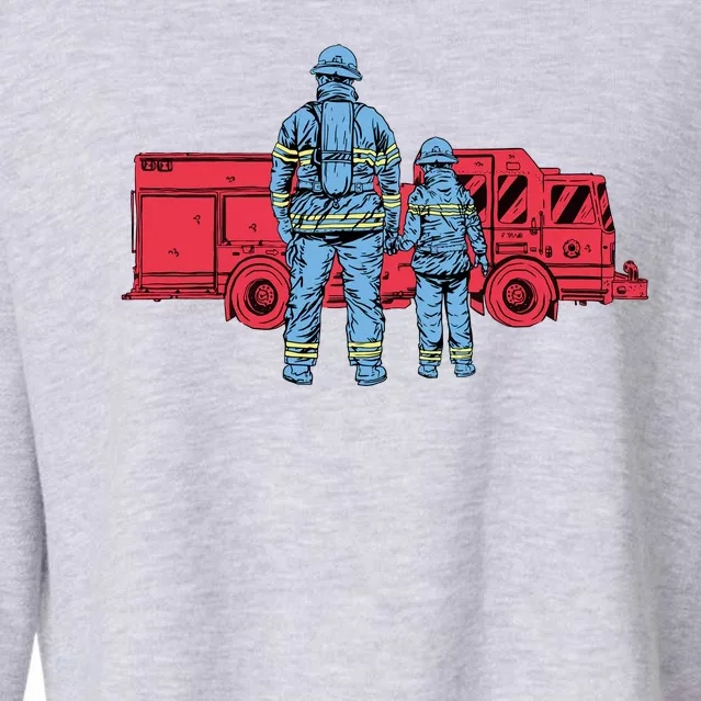 Firefighter Father And Son Cropped Pullover Crew