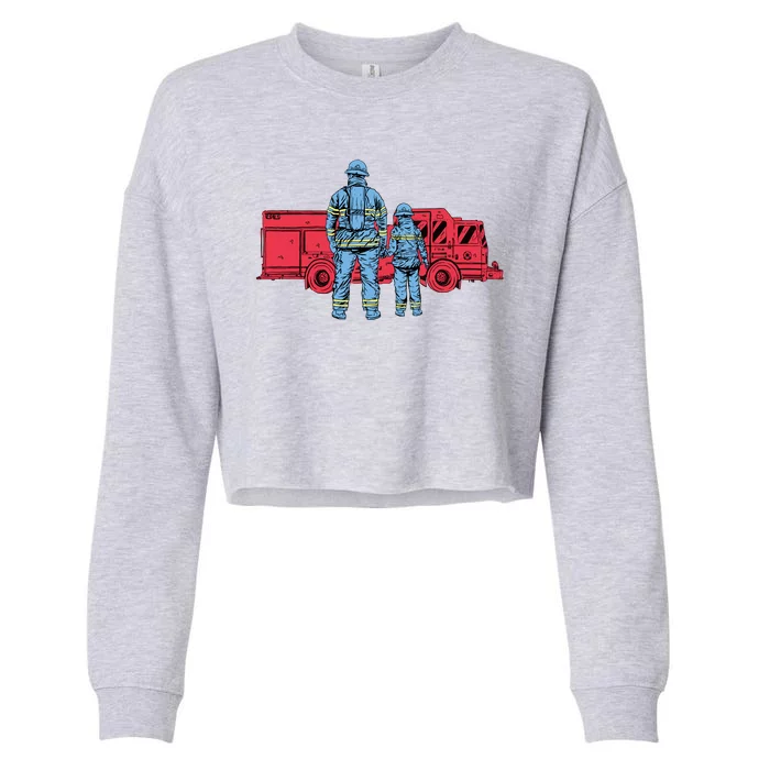 Firefighter Father And Son Cropped Pullover Crew