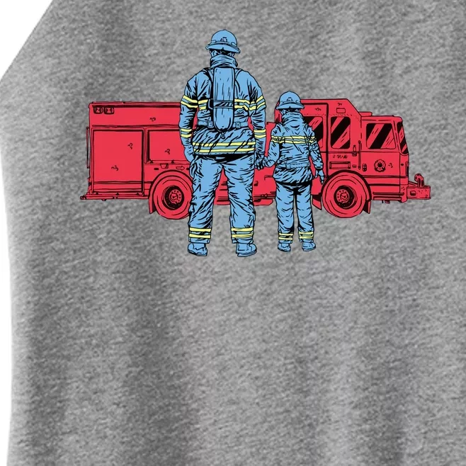 Firefighter Father And Son Women’s Perfect Tri Rocker Tank