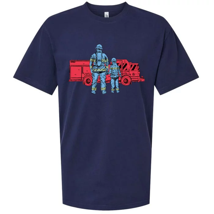 Firefighter Father And Son Sueded Cloud Jersey T-Shirt