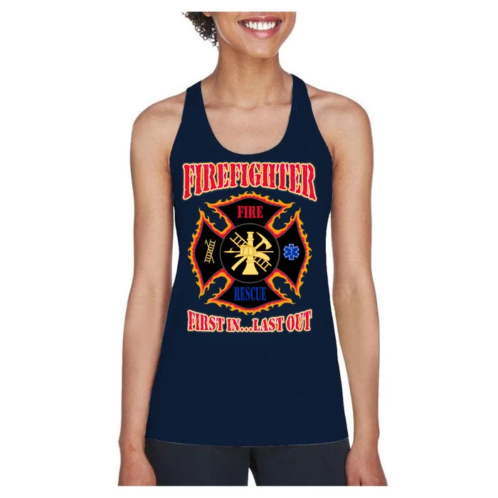 Firefighter First In Last Out Women's Racerback Tank