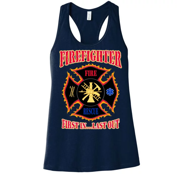 Firefighter First In Last Out Women's Racerback Tank