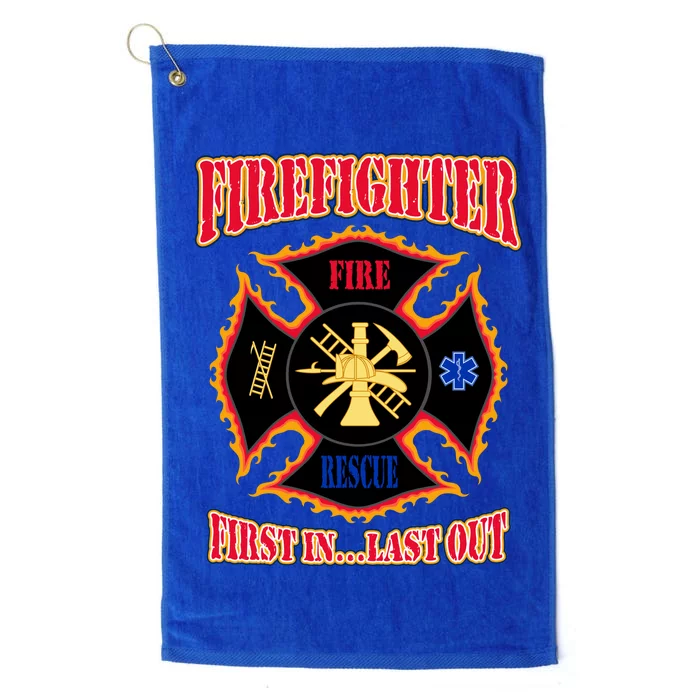 Firefighter First In Last Out Platinum Collection Golf Towel