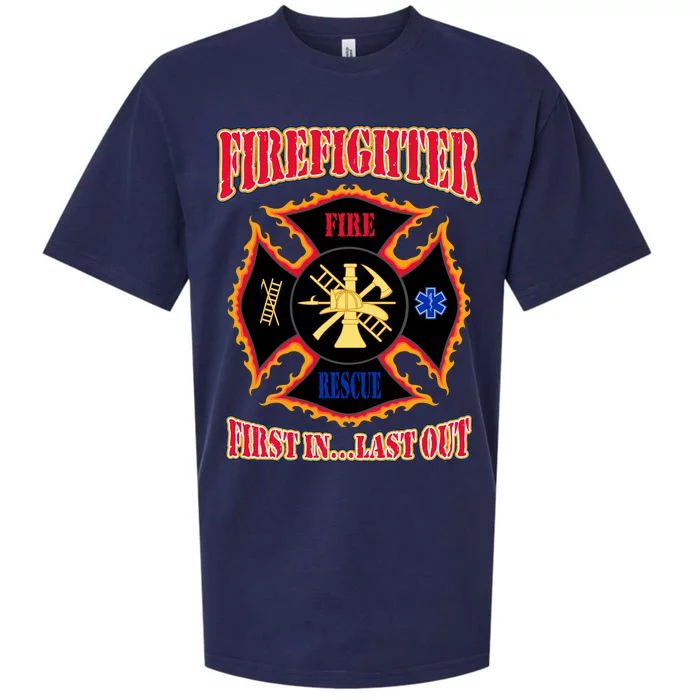 Firefighter First In Last Out Sueded Cloud Jersey T-Shirt