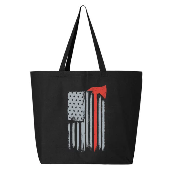 Firefighter Red Axe Vintage American Flag 25L Jumbo Tote