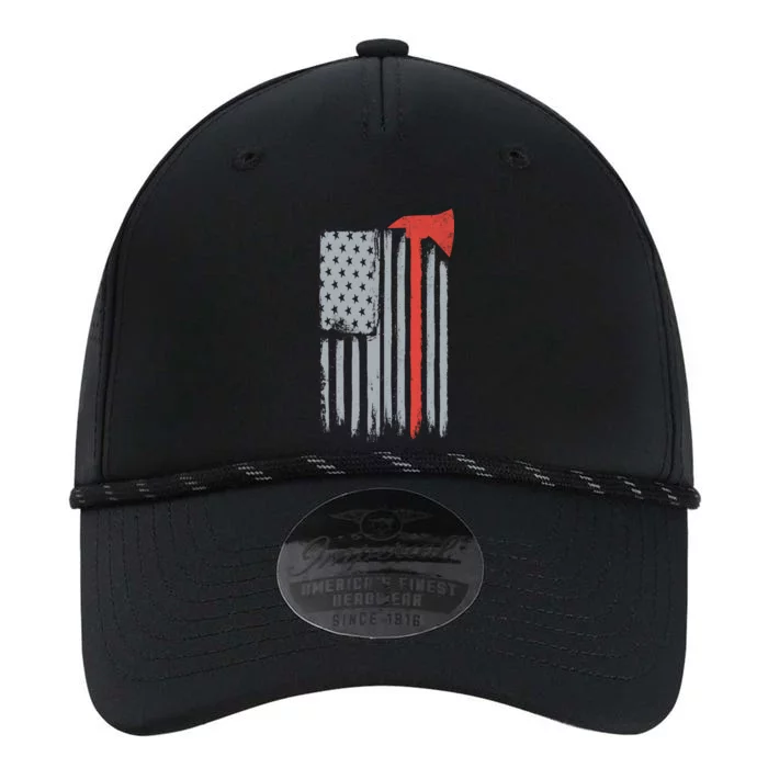 Firefighter Red Axe Vintage American Flag Performance The Dyno Cap