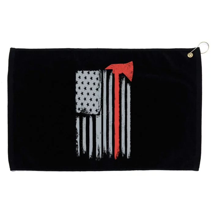 Firefighter Red Axe Vintage American Flag Grommeted Golf Towel