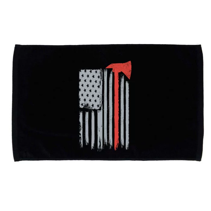 Firefighter Red Axe Vintage American Flag Microfiber Hand Towel