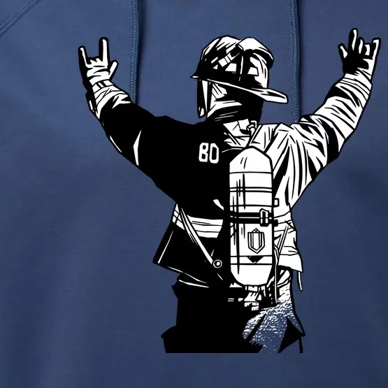 Firefighter Rock Hands Performance Fleece Hoodie