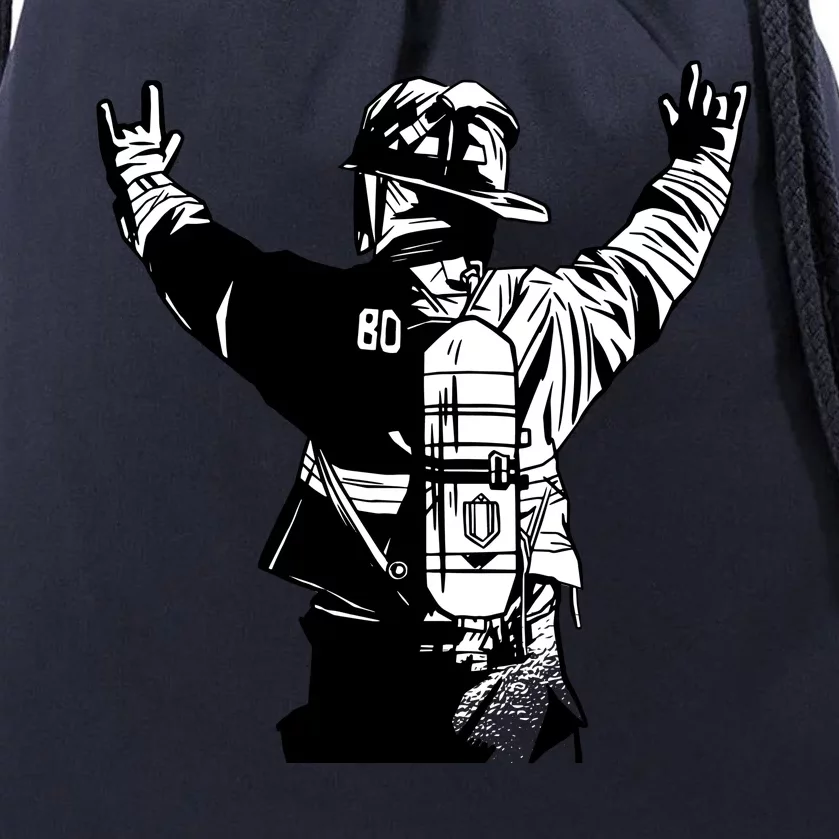 Firefighter Rock Hands Drawstring Bag