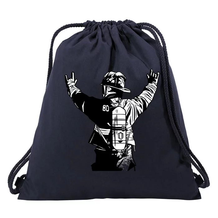 Firefighter Rock Hands Drawstring Bag