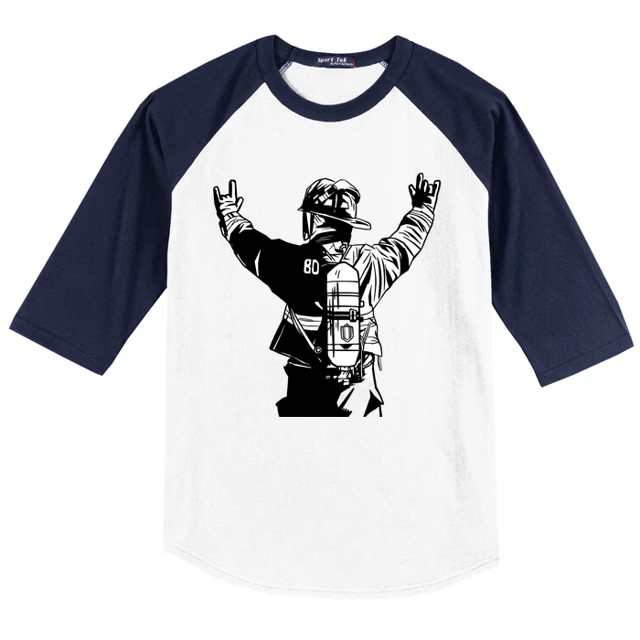 Firefighter Rock Hands Baseball Sleeve Shirt