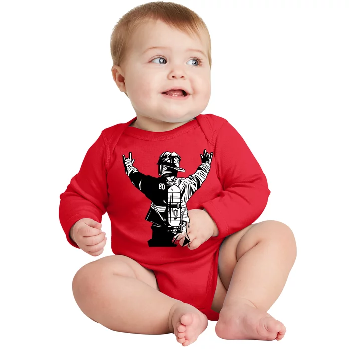 Firefighter Rock Hands Baby Long Sleeve Bodysuit