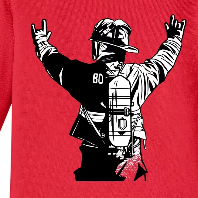 Firefighter Rock Hands Baby Long Sleeve Bodysuit