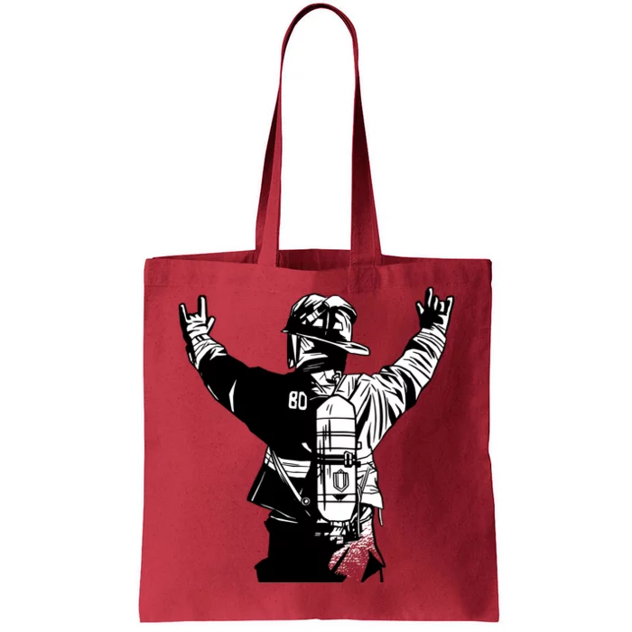 Firefighter Rock Hands Tote Bag