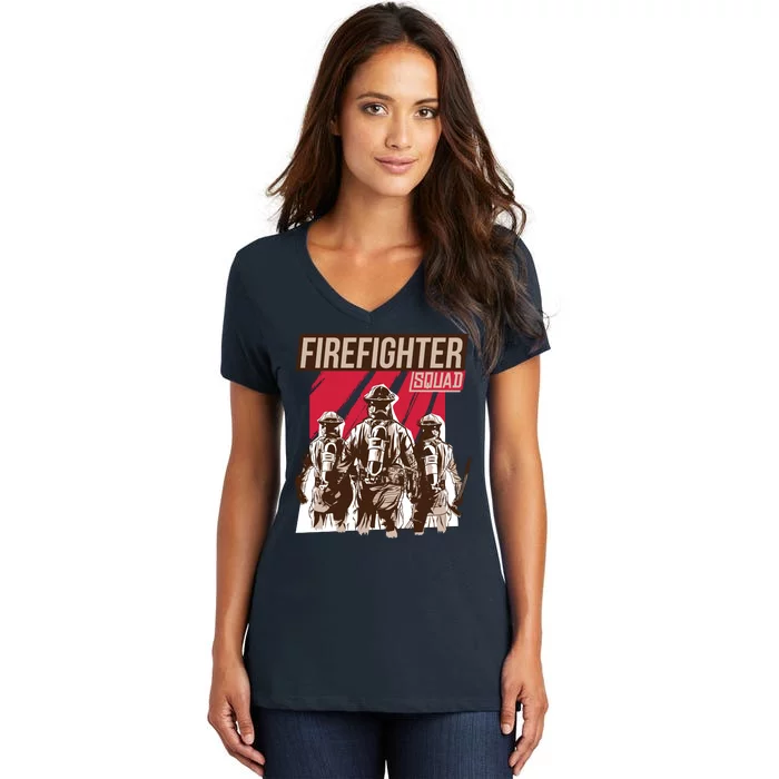 Firefighter Squad Women's V-Neck T-Shirt