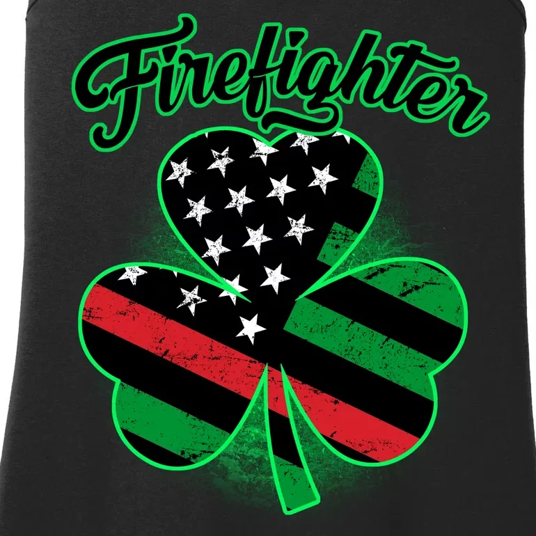 Firefighter St. Patrick's Day Red Line Clover Ladies Essential Tank