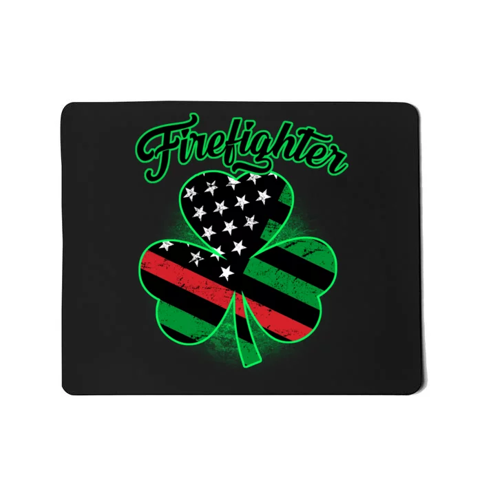 Firefighter St. Patrick's Day Red Line Clover Mousepad