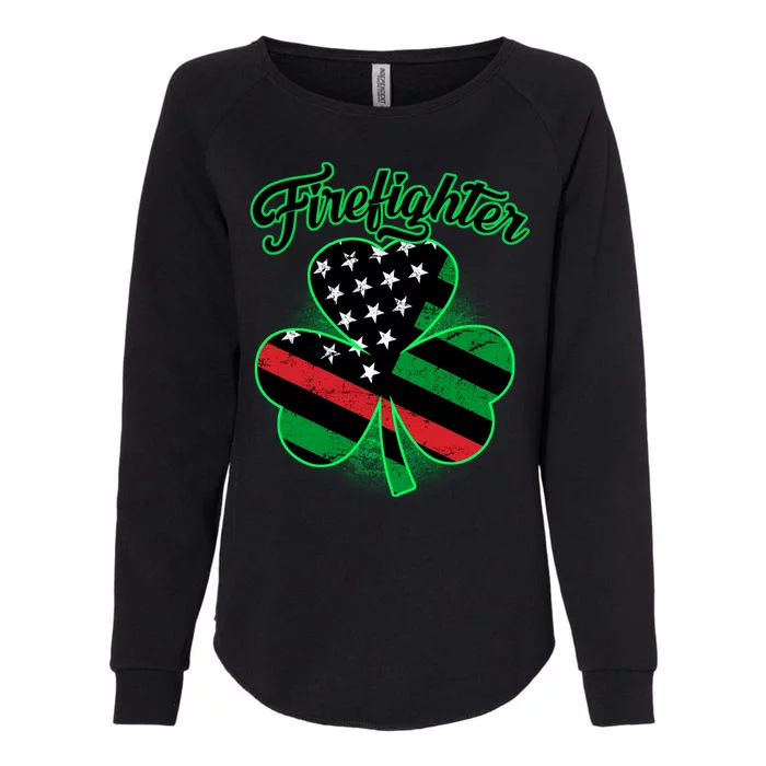 Firefighter St. Patrick's Day Red Line Clover Womens California Wash Sweatshirt