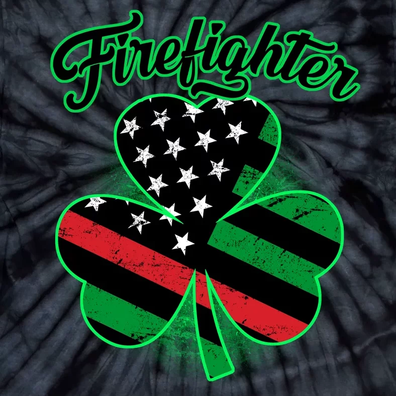 Firefighter St. Patrick's Day Red Line Clover Tie-Dye T-Shirt