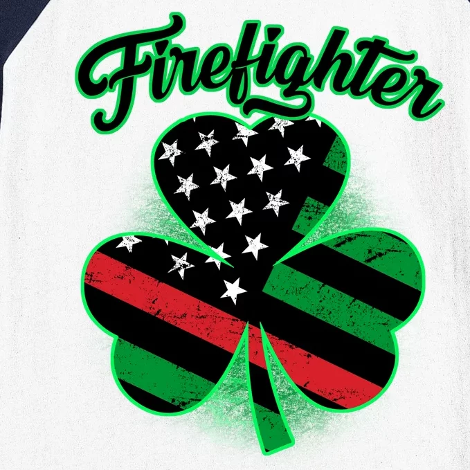 Firefighter St. Patrick's Day Red Line Clover Baseball Sleeve Shirt