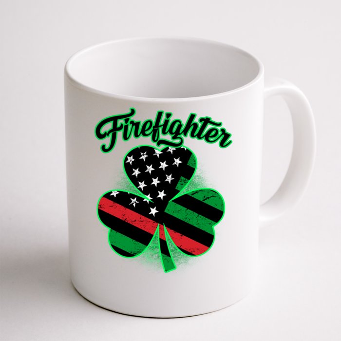 Firefighter St. Patrick's Day Red Line Clover Front & Back Coffee Mug