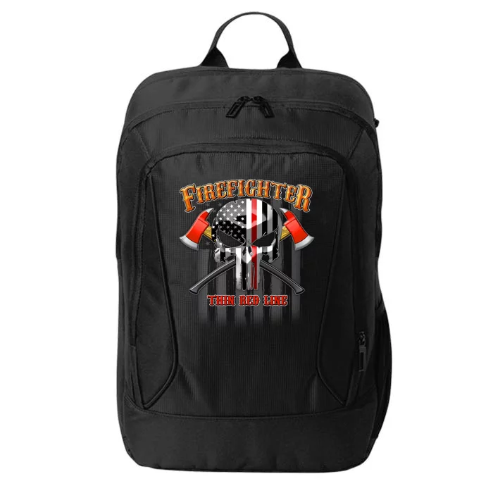 Firefighter Thin Red Line Flag Skull City Backpack