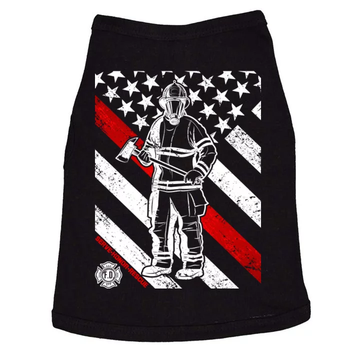 Firefighter Thin Red Line Serve Honor Rescue Doggie Tank