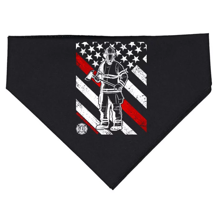 Firefighter Thin Red Line Serve Honor Rescue USA-Made Doggie Bandana