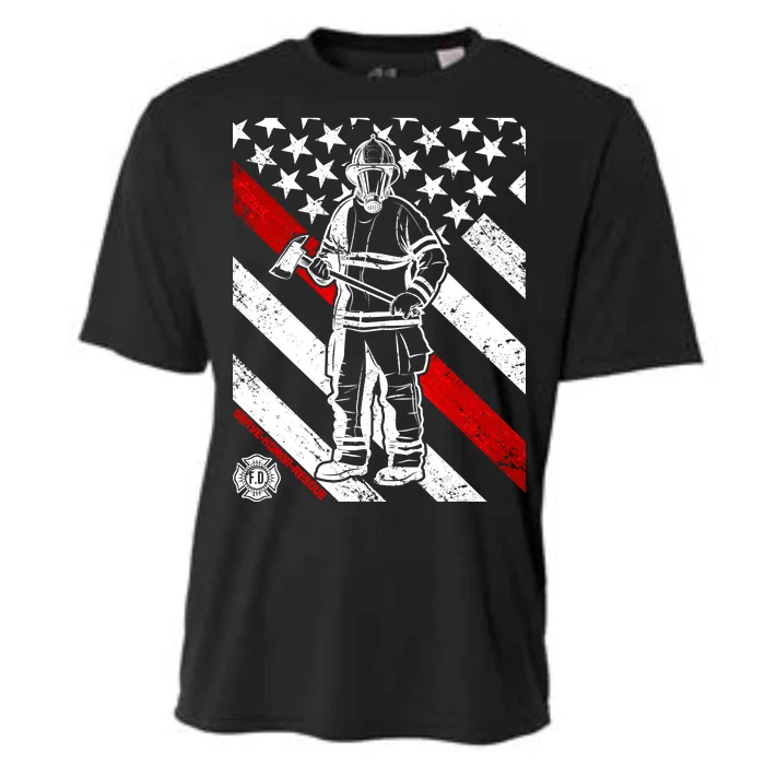 Firefighter Thin Red Line Serve Honor Rescue Cooling Performance Crew T-Shirt