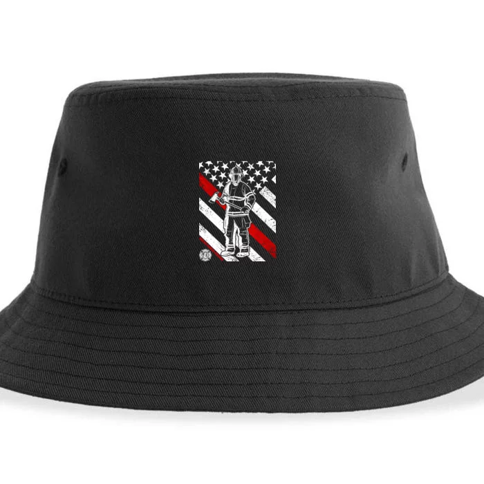 Firefighter Thin Red Line Serve Honor Rescue Sustainable Bucket Hat