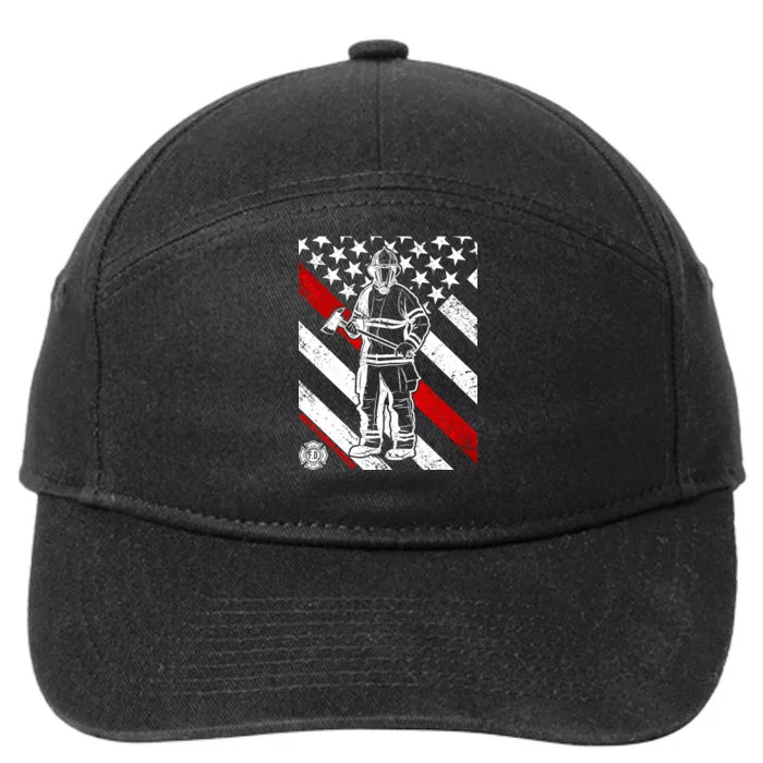 Firefighter Thin Red Line Serve Honor Rescue 7-Panel Snapback Hat