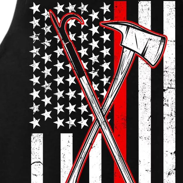 Firefighter US Flag Thin Red Line Ladies Tri-Blend Wicking Tank