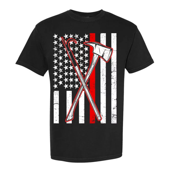 Firefighter US Flag Thin Red Line Garment-Dyed Heavyweight T-Shirt