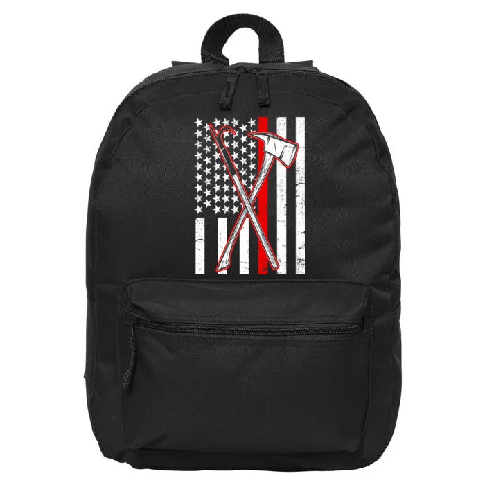 Firefighter US Flag Thin Red Line 16 in Basic Backpack