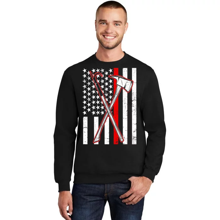 Firefighter US Flag Thin Red Line Tall Sweatshirt