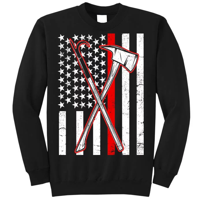 Firefighter US Flag Thin Red Line Tall Sweatshirt