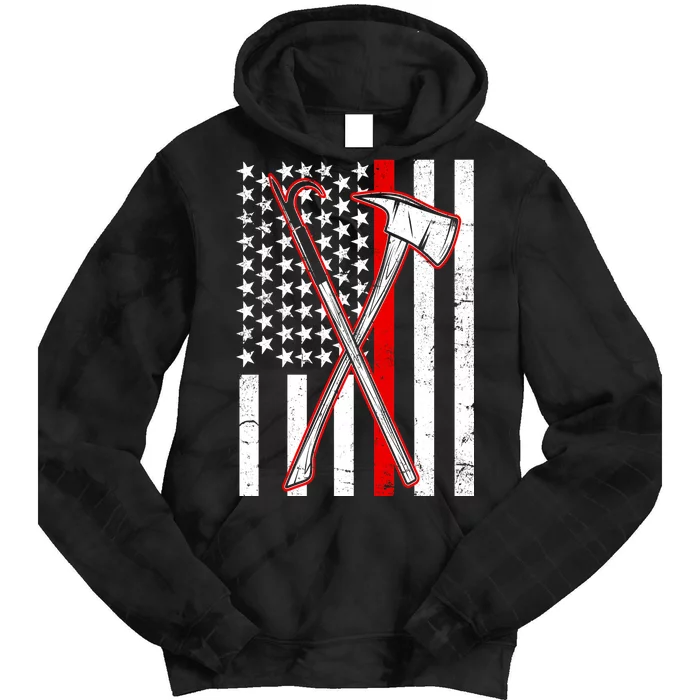 Firefighter US Flag Thin Red Line Tie Dye Hoodie