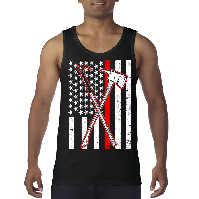 Firefighter US Flag Thin Red Line Tank Top