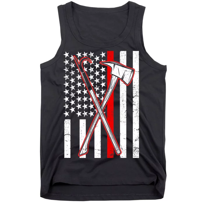 Firefighter US Flag Thin Red Line Tank Top