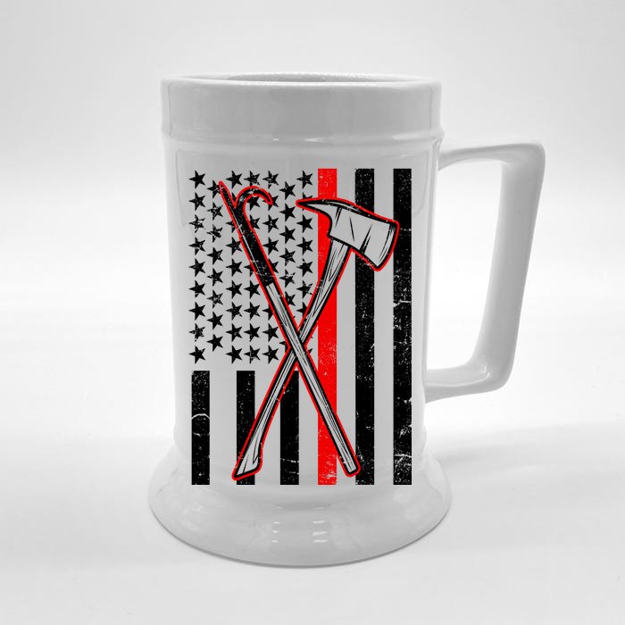 Firefighter US Flag Thin Red Line Front & Back Beer Stein