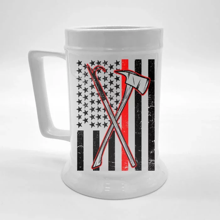 Firefighter US Flag Thin Red Line Front & Back Beer Stein