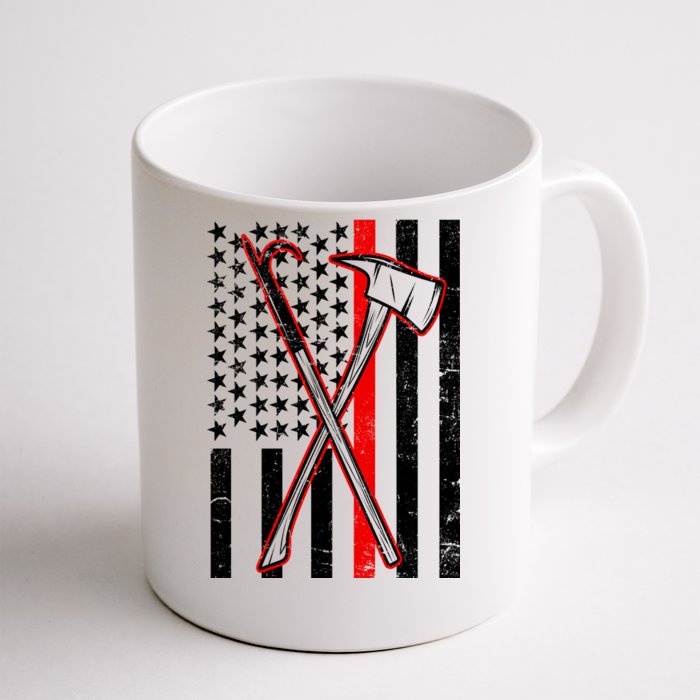 Firefighter US Flag Thin Red Line Front & Back Coffee Mug